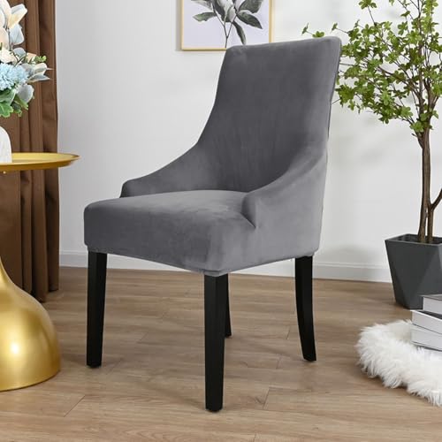 Vilgftyiet Bnitoam Housse de fauteuil extensible en velours argenté avec sangles élastiques pour un ajustement parfait, facile à installer et à entretenir, bleu marine