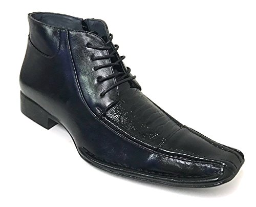 G4U- Alberto Fellini Prague 01 Men's Dress Boots Lace up Alligator Cowboy Western Ankle Zipper Shoes (12 D(M) US, Black)