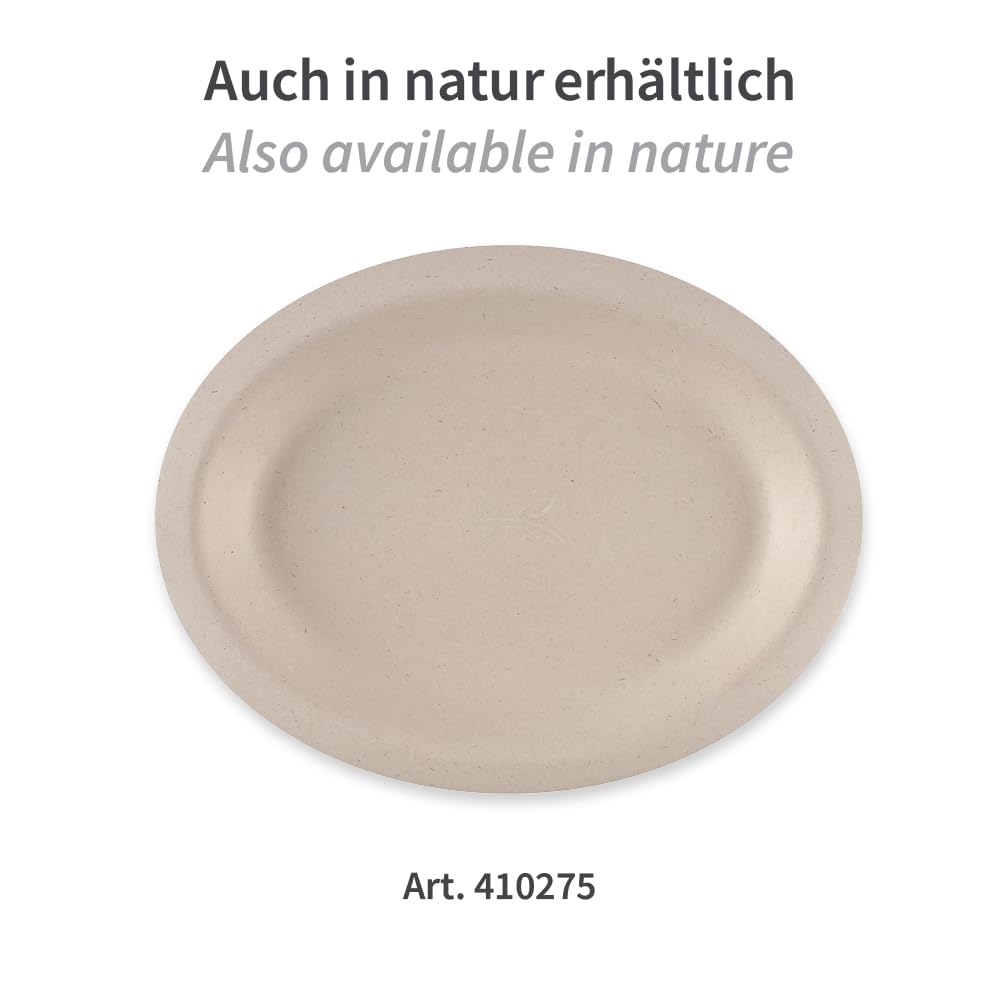 FRANZ MENSCH 500 Stück NATUREStar Teller, oval | Zuckerrohr, weiß, L: 26, 5 cm, B: 20 cm, Karton, Einwegteller, Zuckerrohrteller, Einmalteller