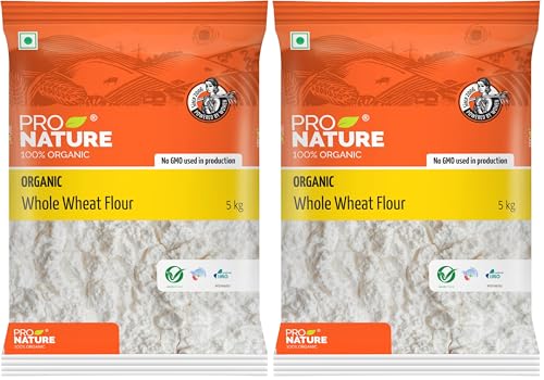 Image of Pro Nature 100% Organic Whole Wheat Flour 5 kg, (Pack of 2)