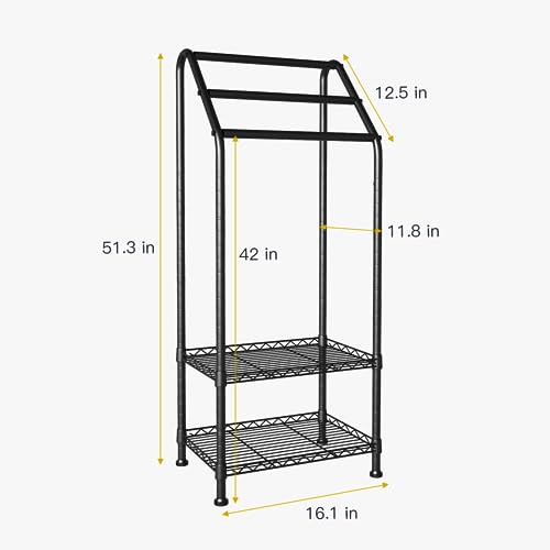 Futassi 3 Tiers Free-Standing Towel Rack, 51.2" Portable And Adjustable Metal Bathroom Storage Organizer, Lightweight Bath Towel Standing Shelf For Swimming Pool, 51.2”H X 16.1”W X 11.8”D, Black #TOP6