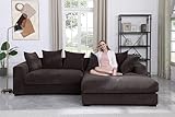 Eafurn L Shaped Corduroy Upholstered Modular Sectional Couches with Right Facing Chaise, 109.75' Oversized Two-Piece Convertible Sleeper Corner Sofa Lounge for Living Room Apartment