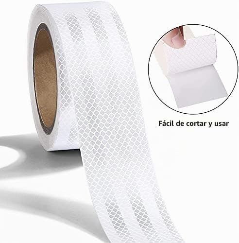 Cinta Reflectante Adhesiva, Res Istente Al Aguapegatinas Reflectantes Cinta De Seguridad Autoadhesiva para Coche Camión Motocicleta Barco Bicicleta Remolque Camper (10M*5CM / 2" X 33ft, Blanca)
