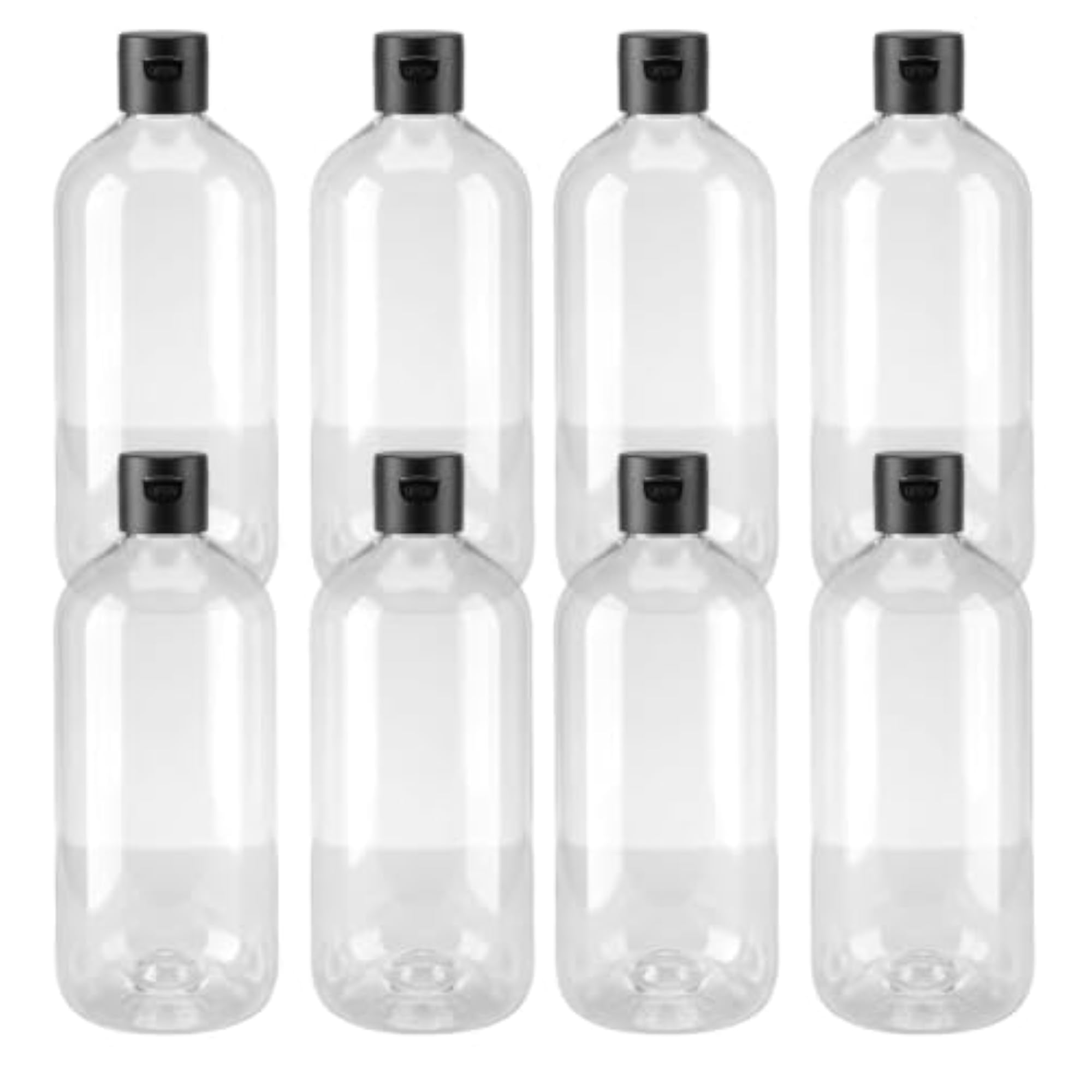 500ml Clear Plastic Bottles with Flip Cap, Pack of 8