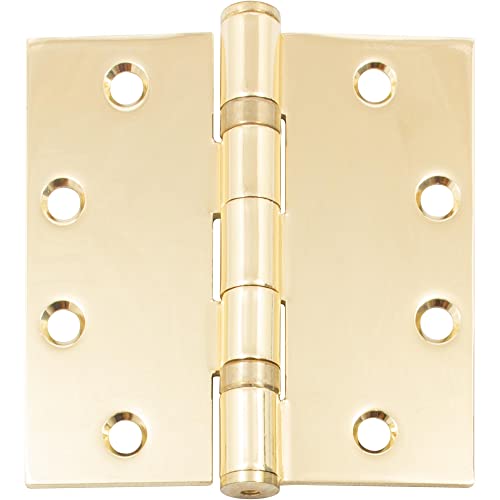 Commercial Grade Ball Bearing Hinge, 4-1/2 Inches, Square Corner, 134 Gauge, Polished Brass by Stone Harbor Hardware