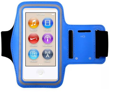 Premium Water Resistant Gym Sports Workout Wrist Band Strap Armband Case for Apple iPod Nano 7th 8th Generation (Blue)
