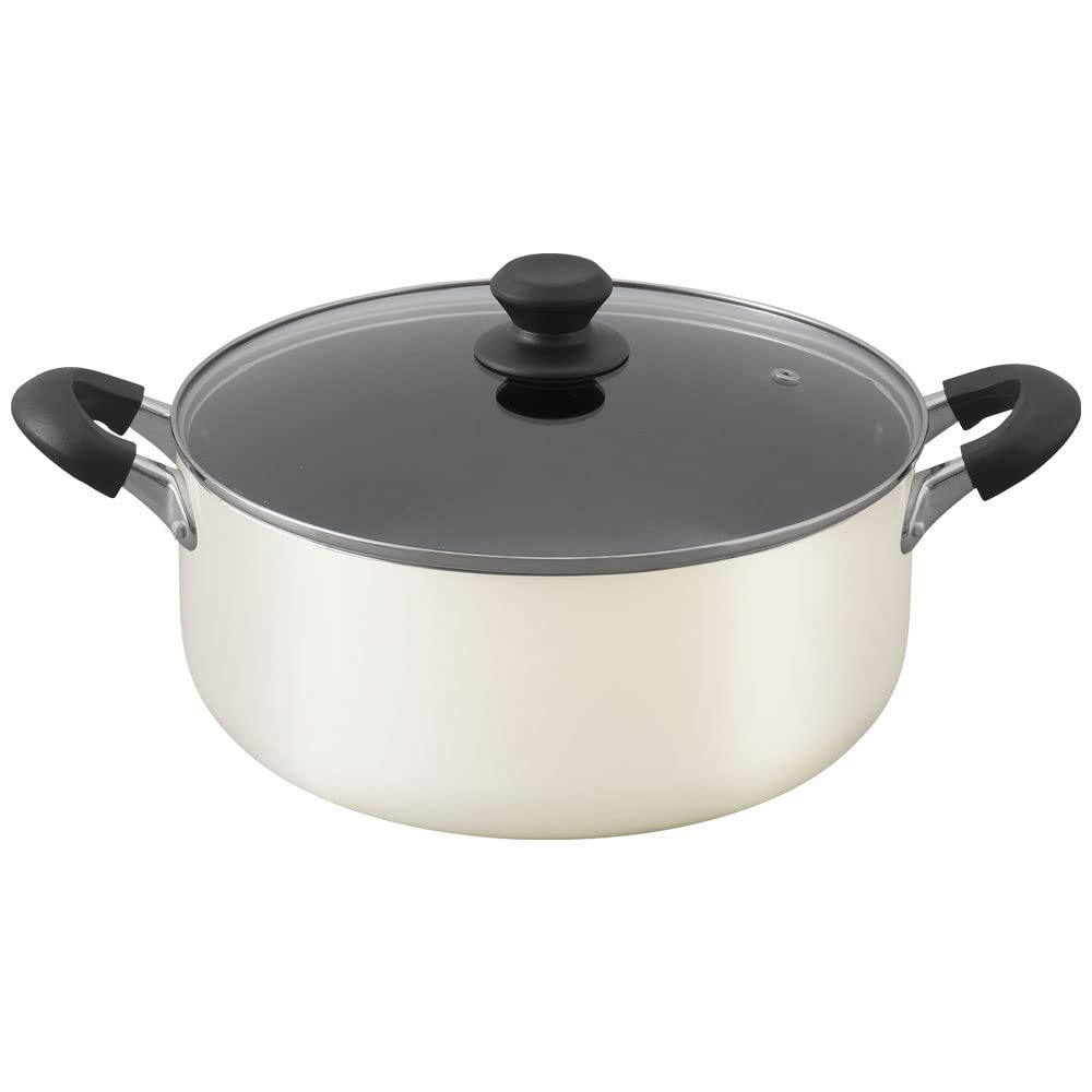 Iris Ohyama DIS-P28 Pot, 11.0 inches (28 cm), Gas Fire/Induction Compatible, Includes Lid, Diamond Coat, Long Lasting, Non-Sticking, Easy to Clean