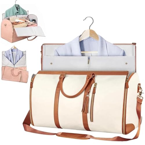 Zentotex Deluxe Foldable Travel Bag with Wheels, High Capacity Folding Suitcase (All-Match White)