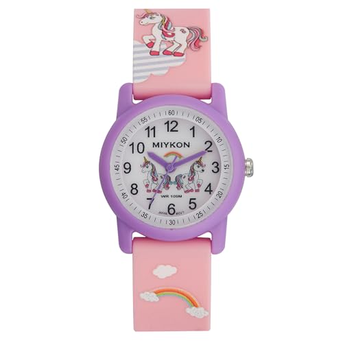 Image of Miykon Kids Watches for Boys and Girls - Educational Time-Telling Gift for Kids Aged 3-15, Toddlers, Preschoolers, and School-Aged Children - Easy to Read Analog Watch, Soft Resin Band, Japanese Quartz, 100M Water Resistant