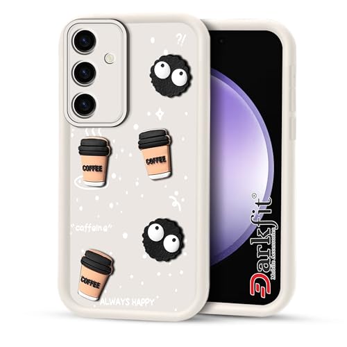 Image of Back Case Cover Compatible with Samsung Galaxy S25 5G | Cute Fun Cartoon Ball 3D Coffee Silicone Case | Body Protection | Camera Protection | Shock Proof | Color White | Pack of 1