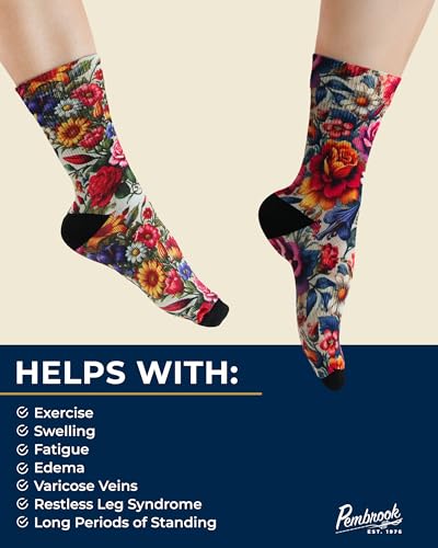 Pembrook Premium Diabetic Compression Crew Socks for Women - Running Socks, Short Compression Socks for Women - 2 Pairs4