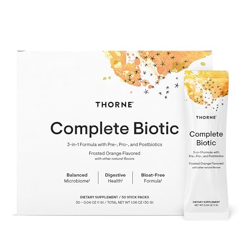 THORNE - Complete Biotic - Probiotic Prebiotic & Postbiotic for Women Men & Kids - Supports Gut Digestive & Immune Health* - Occasional Constipation Diarrhea Gas & Bloating Relief* - 30 Servings