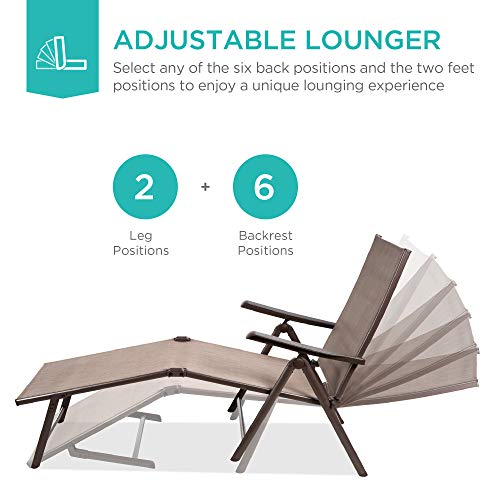 Best Choice Products SKY4931 Set Of 2 Outdoor Patio Chaise Lounge Chair Adjustable Reclining Folding Pool Lounger thumb #3