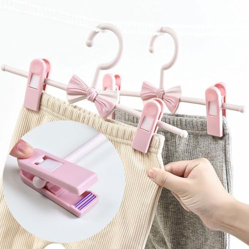 Cintres à pinces antidérapants roses et réglables pour optimiser le rangement des jupes - 6