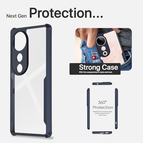 Image of Pikkme Crystal Clear Transparent Back | Ultra Hyrbid | Full Camera Protection | Raised Edge | Bumper Back Case for Vivo S19 5G (Blue)