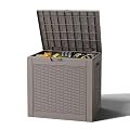 NBYSGO Outdoor Storage Box, Resin Deck Boxes Indoor and outdoor, Waterproof Storage Box Lockable Lid (Grey, 35 Gallon)