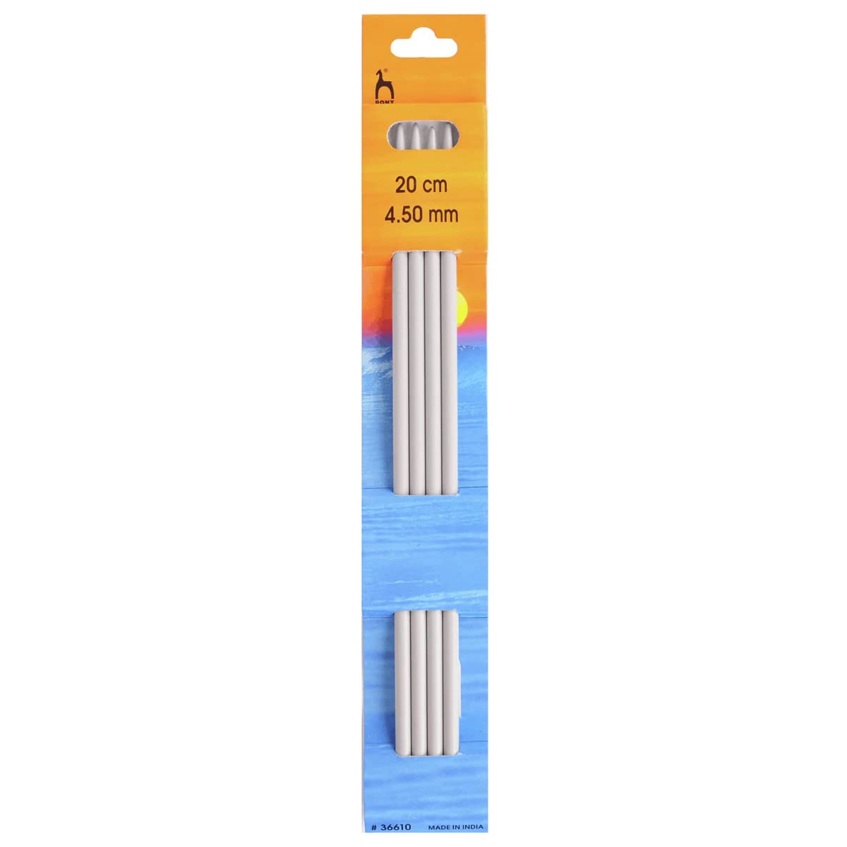 Pony Double Ended Knitting Pins - 20Cm x 4.50mm, Set of 4, Silver