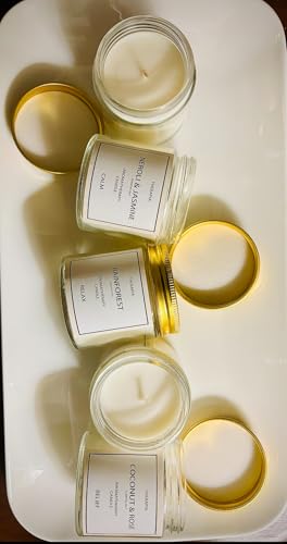 Image of Therapia Stress Relief Coconut & Rose Essential Oil Candle I200gms Handpoured Soy Candles |More Than 12hrs of Burning|Aromatherapy Gifts for Stress Relief, Relaxation and Home Spa