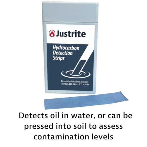 Image of Justrite Hydrocarbon Test Strips for Oil and Water, 2.75 inch x 0.75 inch Instant Results, Pack of 100, Blue, 26486