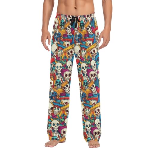 ALAZA The Day Of Dead Skeletons Pajama Pants Mens Lounge Pjs