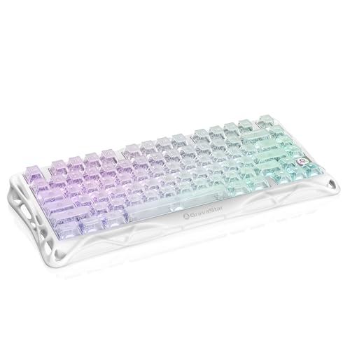 GravaStar Clavier Gaming Mercury K1 Lite 75%, sans Fil Tri-Mode (2,4GHz/Bluetooth/Câble), Clavier Mécanique Hot-Swap Gasket, Switchs Linéaires Pré-Lubrifiés, Rétroéclairage RGB – Crystal Aurora – Image 3