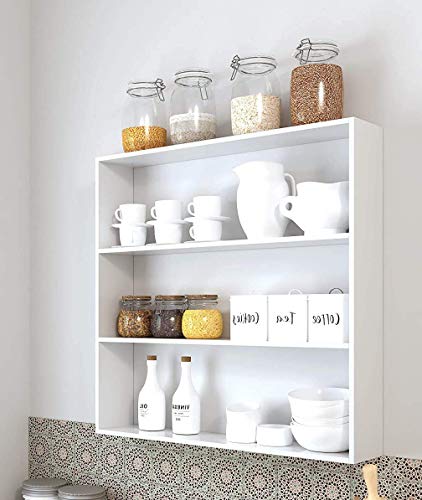 Image of Multipurpose 4 Tier Spice Rack Wall Mount,Hanging Wall Spice Jars Rack Shelf Storage Holder,Perfect for Kitchen (White)