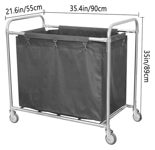 Chariot à linge robuste à roulettes panier de tri durable pour collecter et transporter - 4