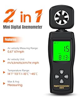 FOOAO Digital Anemometers,Wind Meter Handheld,CMF Meter to Measure Wind Speed and Temperature to Assist in Drone Flights, Outdoor Activities, Shooting Sports and HVAC Systems