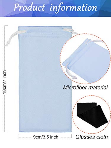 100 Pieces Microfiber Case Pouch Bag Glasses Sunglasses Case With 2 Pieces Cloth (Black, Gray, White, Red, Pink, Light Blue, Light Yellow, Light Green, Dark Blue, Orange) #TOP1