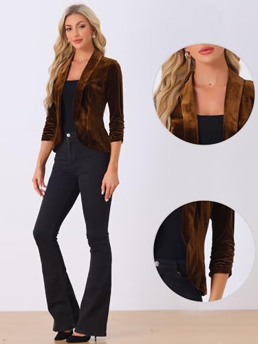 Allegra K Halloween Velvet Jackets for Women's 3/4 Sleeve Open Front Evening Jacket Cardigan2