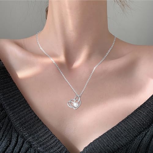 Heart Moissanite Pendant Necklaces for Women,2 Carats,925 Sterling Silver Necklace,Anniversary Present or Christmas Birthday Valentine Mothers Day Jewelry Gifts for Wife Her Girlfriend2