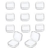 GBSTORE 10 Pcs Mini Clear Plastic Box 1.8 mm Thicken Square Jewelry Earplug Pill Storage Box Case Container with Lid for Bead Makeup Craft Project