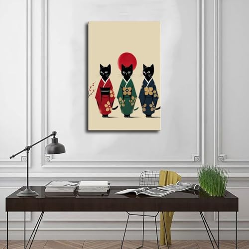 Impression toile chats kimono décoration murale maison 40x61 - 3