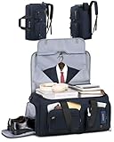 RAINSMORE 3 in 1 Garment Bags for Travel, 45L Convertible Garment Duffle bag for Hanging Clothes, Suit Travel Bag for Business Trips with Shoulder Strap, Carry On Suit Luggage for Men Women,Blue