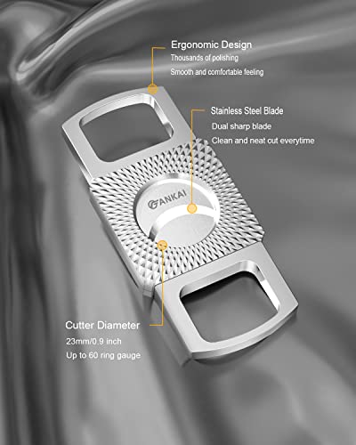 Fankai Cigar Cutter,Stainless Steel Straight Cigar Cut Punch,Double Blade Guillotine Cigar Splitter Portable Cigar Scissors With Gift Box (Silver) #TOP1