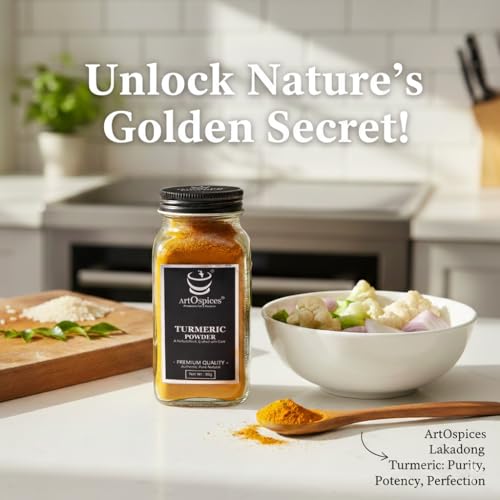 Image of ArtOspices Lakadong Turmeric Powder 160g | Pack of 2 Glass Jars 80g Each | 9-12% High Curcumin | Pure Haldi Meghalaya | No Preservatives | Chemical-Free Haldi