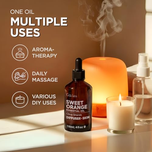 Image of 100% Pure Orange Essential Oil - 4 Fl Oz - Orange Oil for Hair, Skin, Diffuser, Aromatherapy & DIY Candle Making Scent