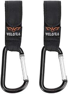 Buggy Clips, WELAVILA Stroller Pram Hooks Universal Handy Clip for Changing Bag and Shopping Bag, 2 Pack, Black