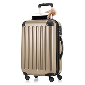HAUPTSTADTKOFFER – Alex – 4 dubbele wielen handbagage met laptopvak, hardshell uitbreidbare koffer 55 cm trolley, TSA, champagne