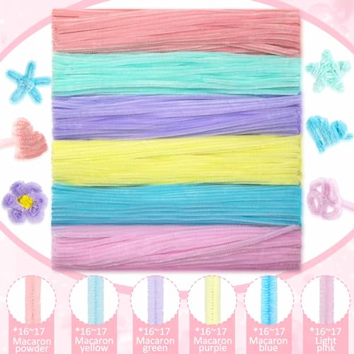 Image of Peryiter 500 Pcs Pipe Cleaners for DIY Flower Bouquets, Chenille Stems for Graduation Bouquet Crafts, Fuzzy Sticks for Handmade Flowers, DIY Gift, Art Projects(Macaron,12 Inch)