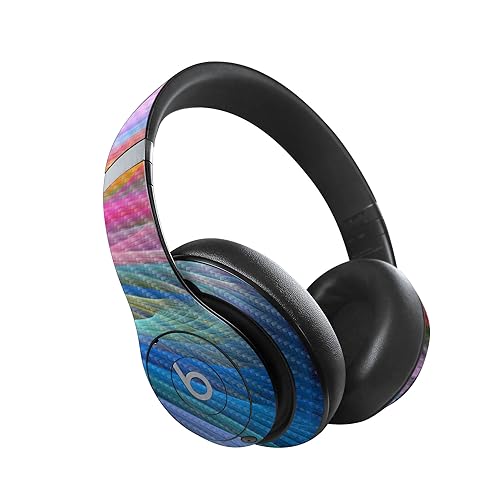 Image of MightySkins Carbon Fiber Skin Compatible with Beats Studio Pro - Rainbow Waves | Protective, Durable Textured Carbon Fiber Finish | Easy to Apply
