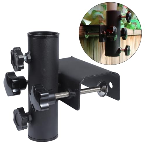 Support de parasol pour balustrade de balcon stable en métal noir - 3