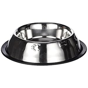 ARQUIVET Gamelle inoxydable antidérapant décorée- 450 ml / 20 cm – base non glissante – chiens et chats – Récipient de nourriture pour animaux de compagnie