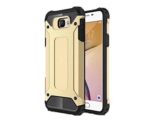 Galaxy J7 Prime case, Galaxy J7 Prime Cover, Kio Hybrid Dual Layer Armor Case Soft Silicone Bumper and Hard PC Back Cover and Impact Shockproof Rugged Protective Case for Samsung Galaxy J7 Prime (Golden)