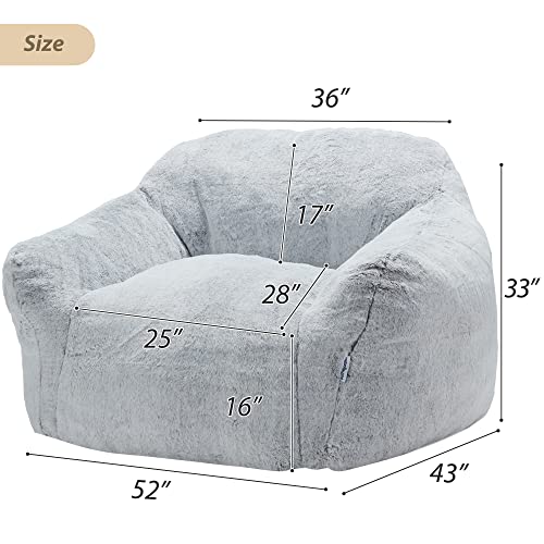 Homguava Giant Bean Bag Chair Sofa High-Density Foam Filled Sofa Chair Large Lazy Beanbag Sofa With Armrests For Living Room, Bedroom (Light Grey) #TOP1
