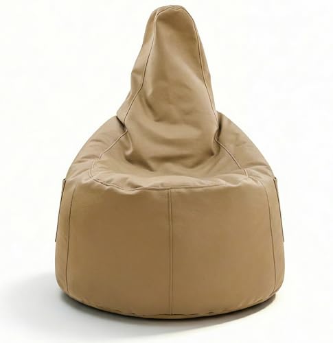 Aiire Puff Pera con Relleno Incluido - Puff Gamer Moderno de Diseño - Niño o Adulto para Salon o Habitación Juvenil - Sillón Puf Infantil XXL Adolescente - Puffs en Polipiel Premium Beige