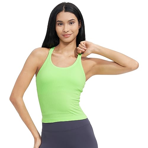 Image of sphinx cat Womens Ribbed Workout Crop Tops with Built in Bra Yoga Racerback Tank Top Slim Fit