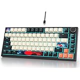 Fogruaden 有線 75% ゲーミングキーボード RGB バックライト 75% メカニカルキーボード ガスケットマウント TKL メカニカルキーボード ホットスワップ可能 レッドスイッチ NKRO コンパクトゲーミングキーボード ボリュームノブ付き