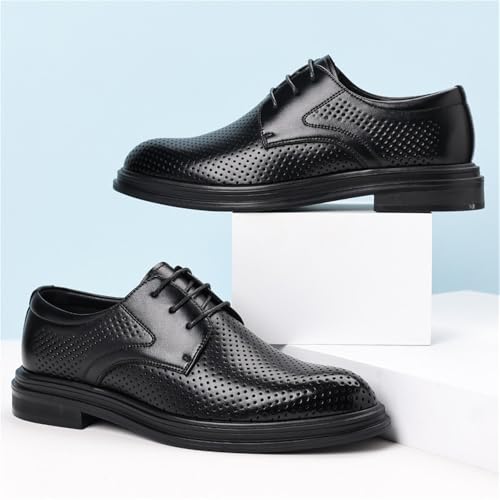 Men's Breathable Hollow-Out Leather Oxfords Business Casual Dress Shoes Soft Comfortable Perforated Formal Office Shoes4