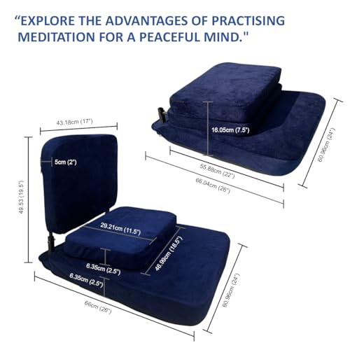 Image of Kawachi 90 Yoga Meditation Floor Chair Premium Foldable Seating with Fixed Upright Back Support, Ideal for Yoga, Gaming, Office, Mindfulness, and Home Floor Seating Comfort Chair-Blue